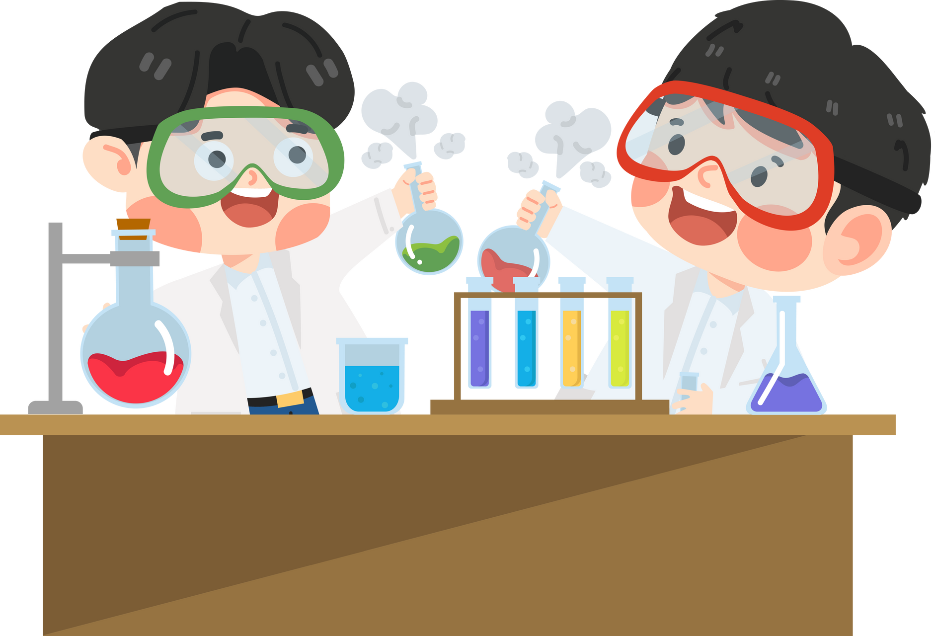 Kids boy student Scientist do research in the lab